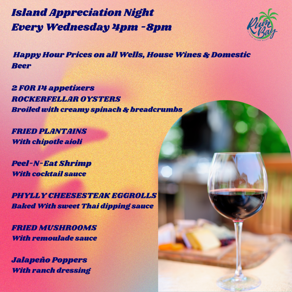 Island Appreciation Nights Menu Rum Bay Palm Island